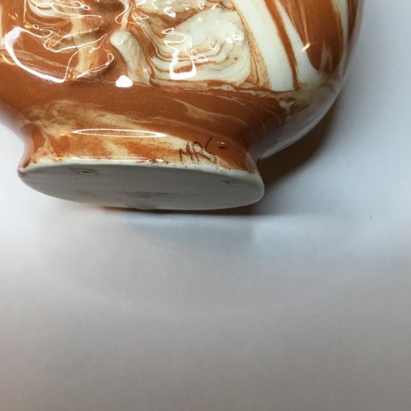 MRS marked Brown and Cream Swirl Pitcher Vase Embossed Floral Design - Picture 6 of 9